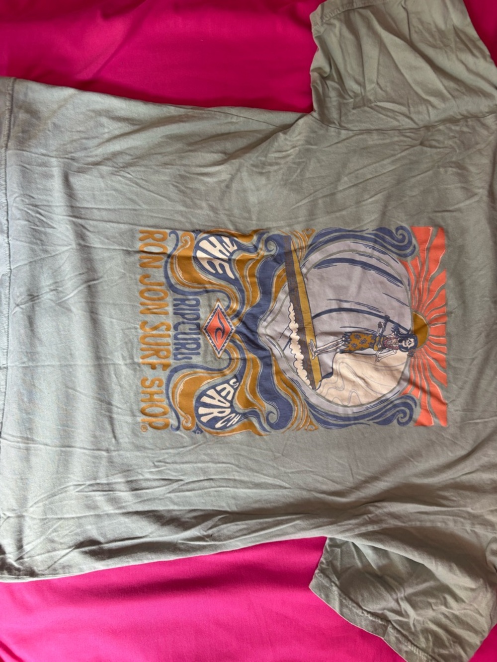Ron Jon Surf Shop x Ripcurl Women's Short Sleeve Tee - Sage Green Graphic